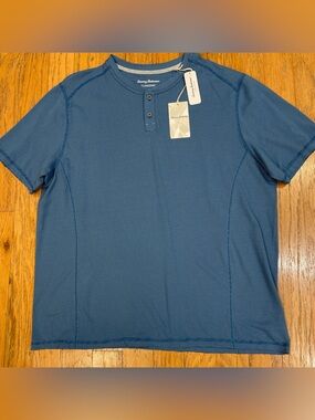 Tommy Bahama Men's L, XXL Short Sleeve Weekend Player Henley Shirt  Blue NEW